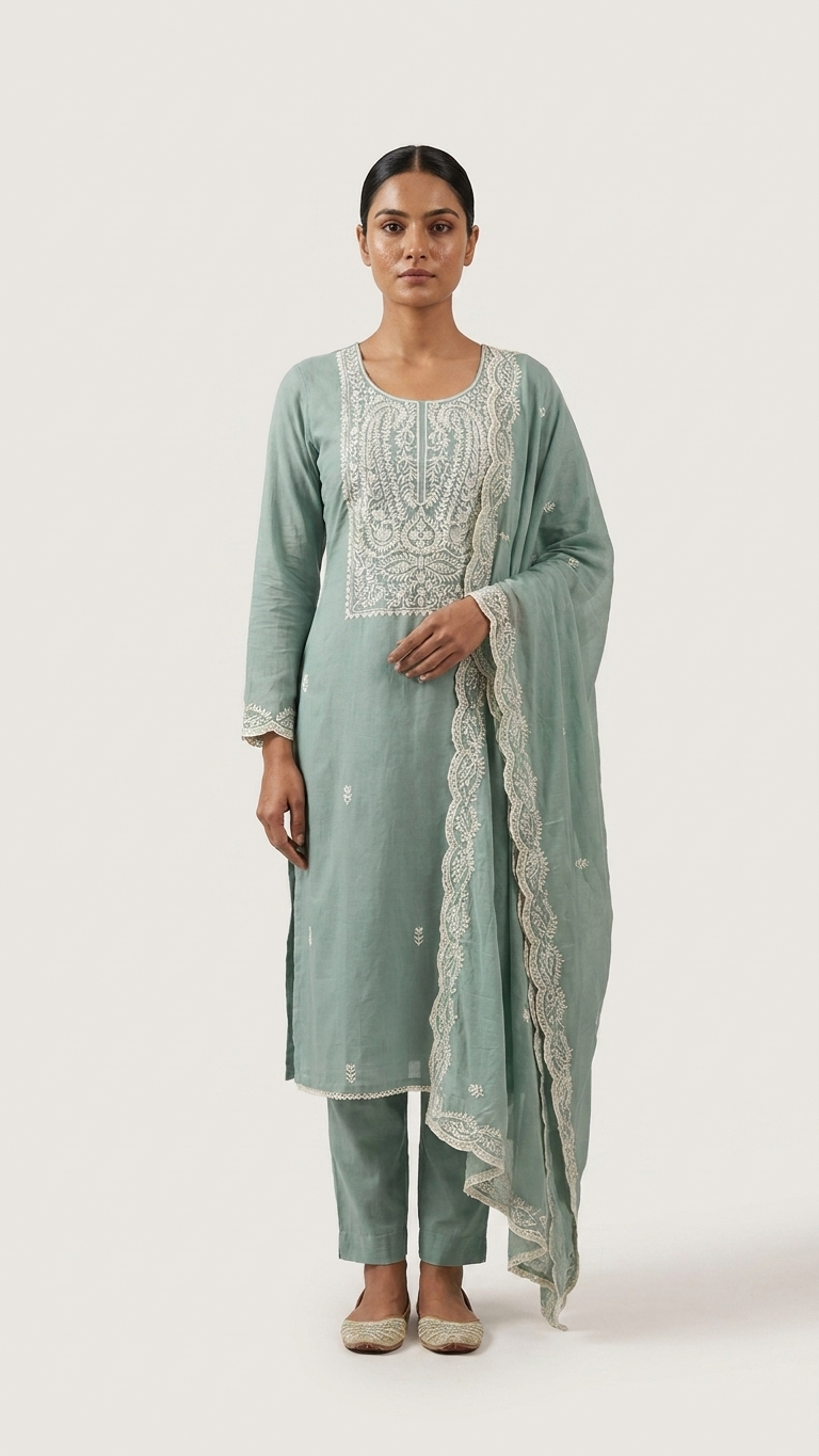 Dusty mauve embroidered lawn suit with Dupatta
