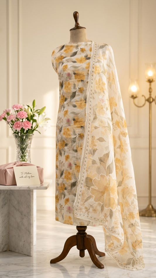 Elegant ethnic wear Floral Suit Set with Dupatta