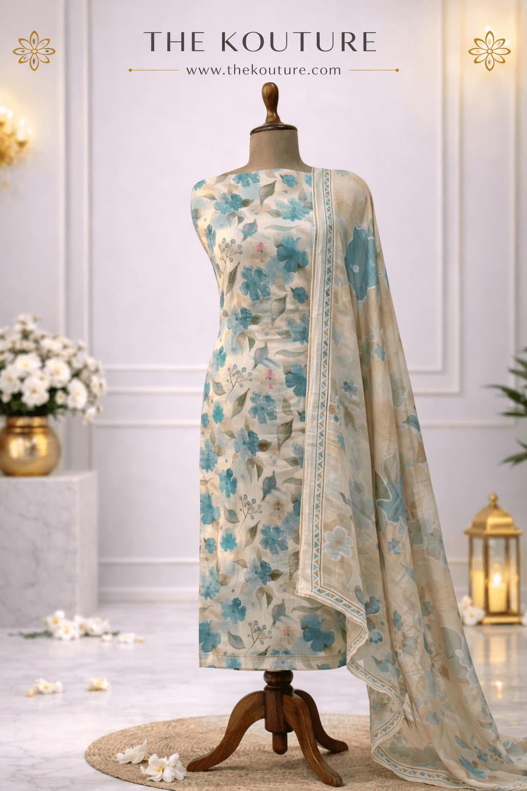 Foral printed suit fabric with dupatta Fabric with Dupatta.