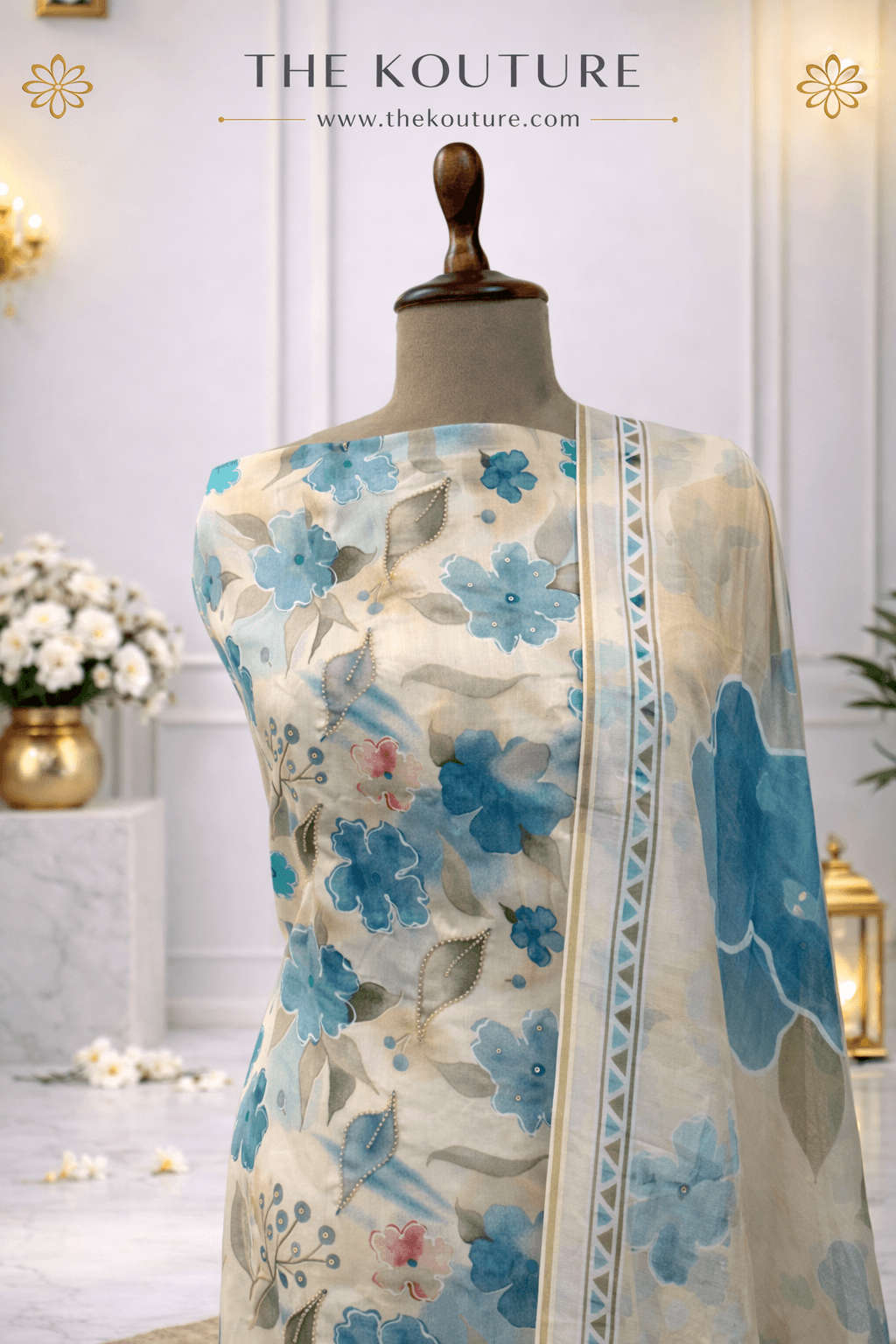 Foral printed suit fabric with dupatta Fabric with Dupatta.