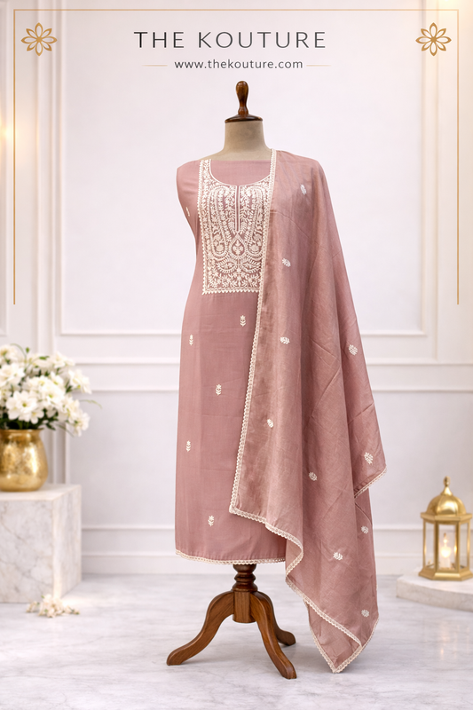 Dusty rose suit for women with Dupatta.