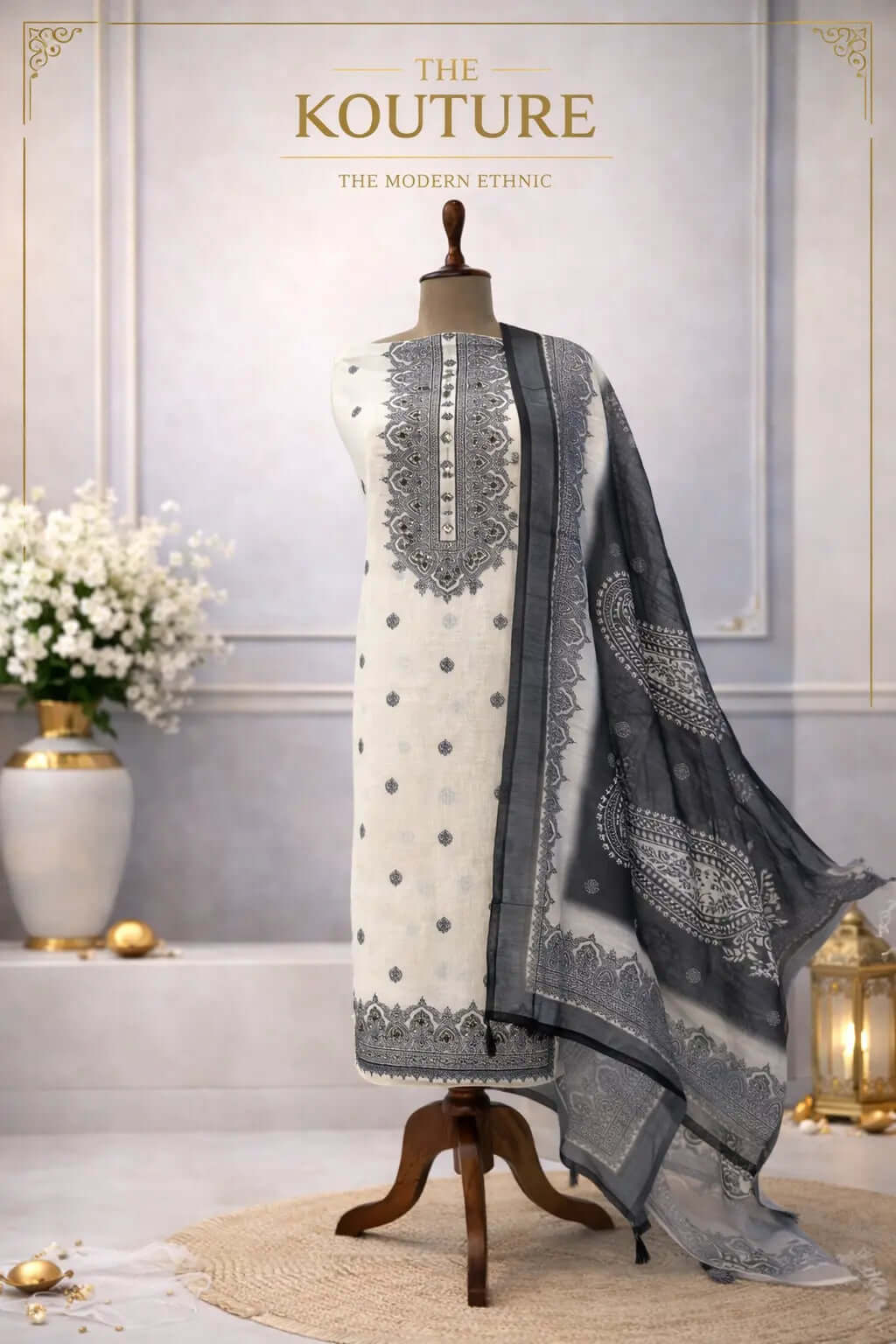 Embroidered ethnic suit set with Designer Dupatta.