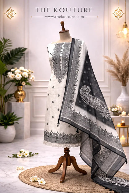 Embroidered ethnic suit set with Designer Dupatta.
