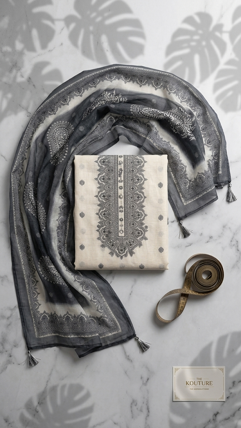 Embroidered ethnic suit set with Designer Dupatta