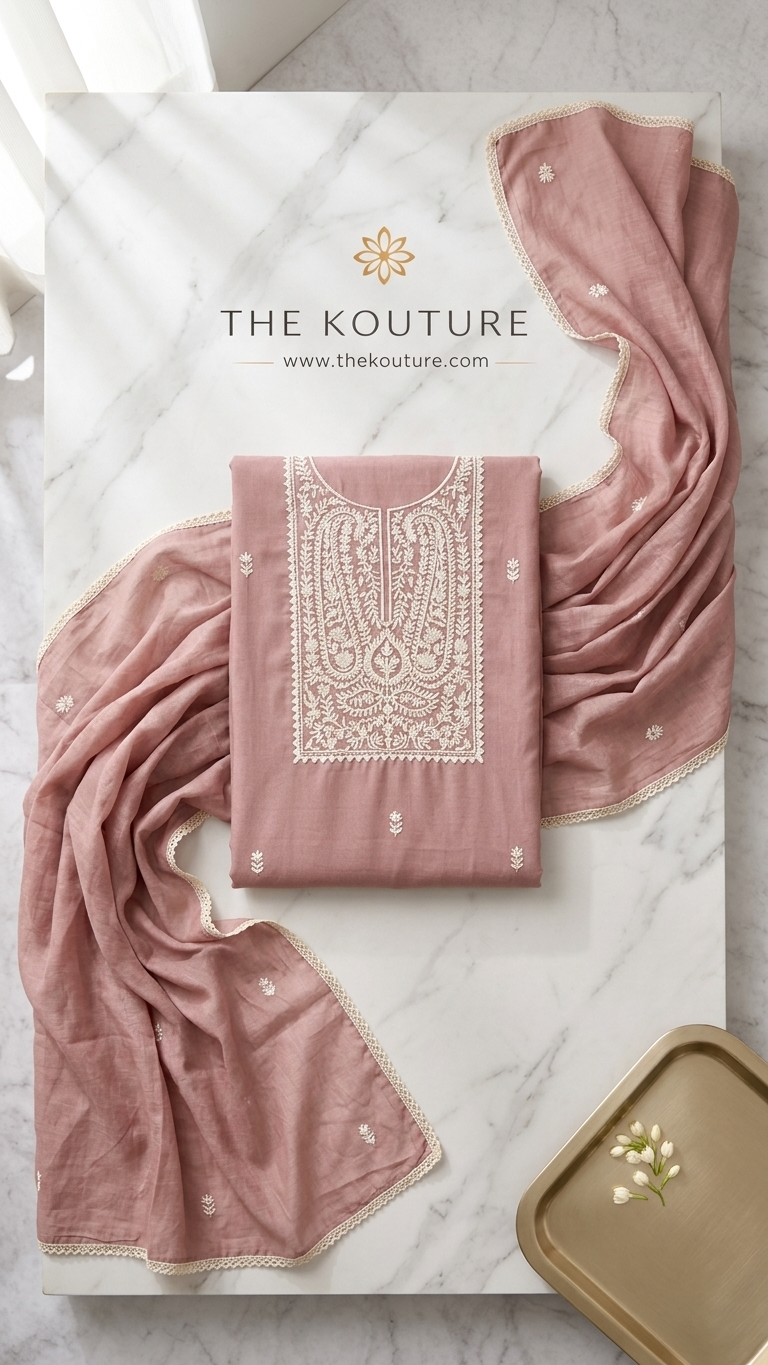 Dusty rose suit for women with Dupatta