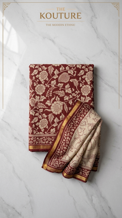 Maroon floral ethnic suit set with Designer Dupatta