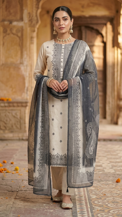 Embroidered ethnic suit set with Designer Dupatta