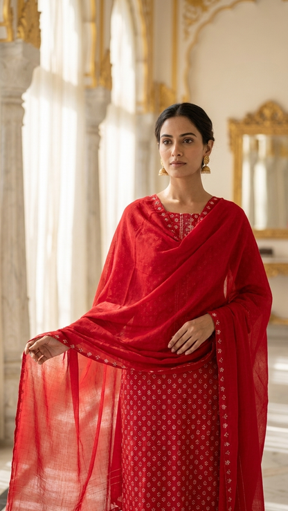 Pink printed suit set for women with Dupatta