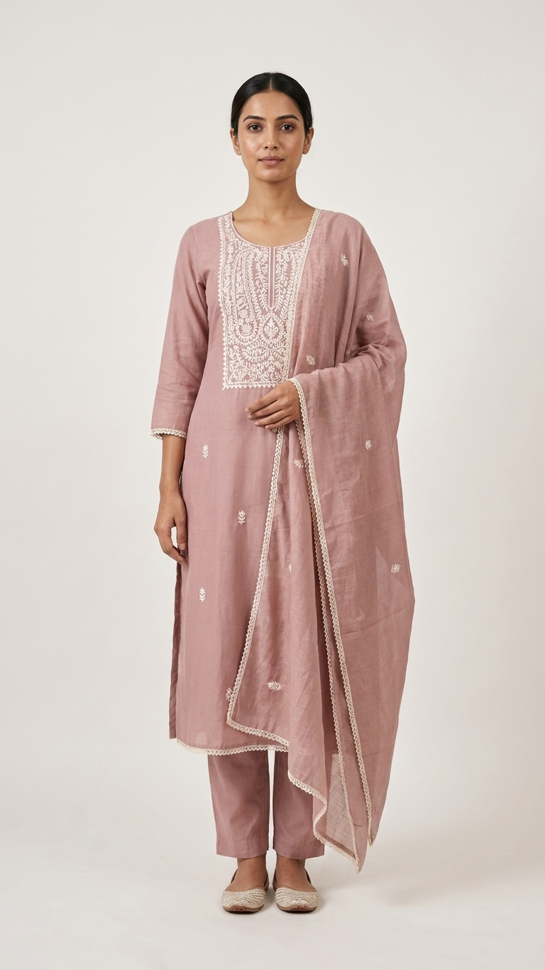 Dusty rose suit for women with Dupatta