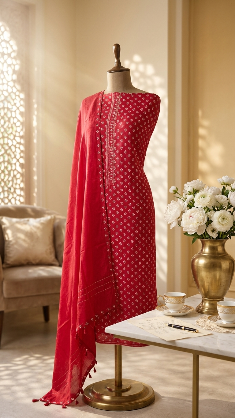 Pink printed suit set for women with Dupatta