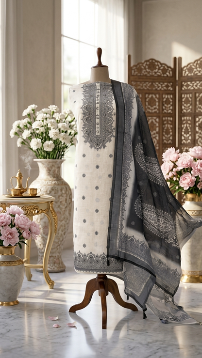 Embroidered ethnic suit set with Designer Dupatta