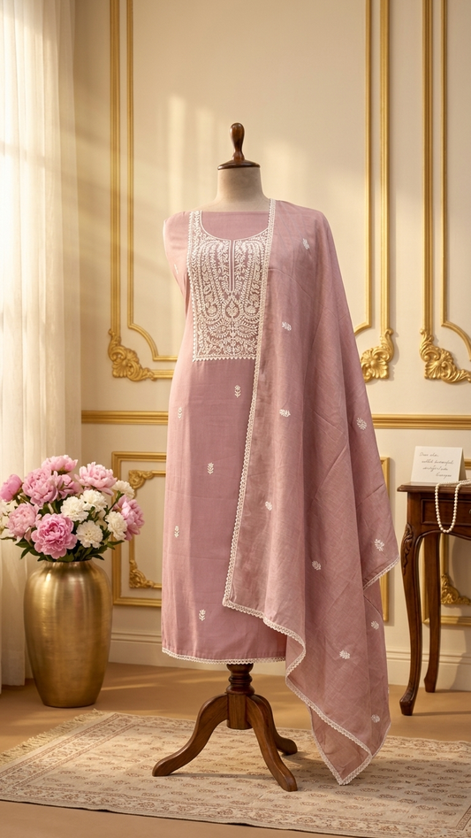 Dusty rose suit for women with Dupatta