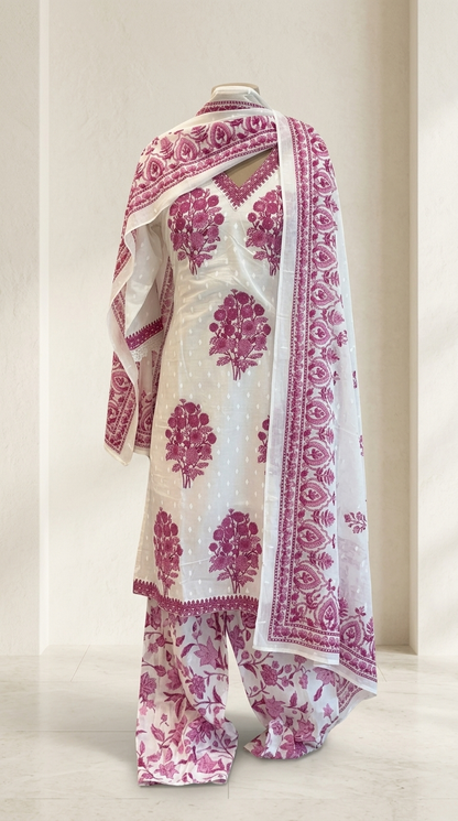 Cotton Blend Printed 3 Piece Suit Set for Women
